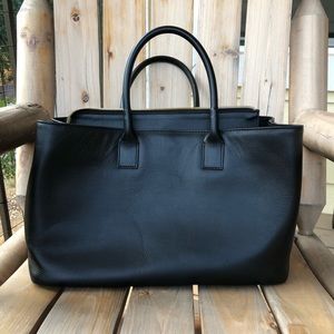 Large Black Leather Satchel Handbag